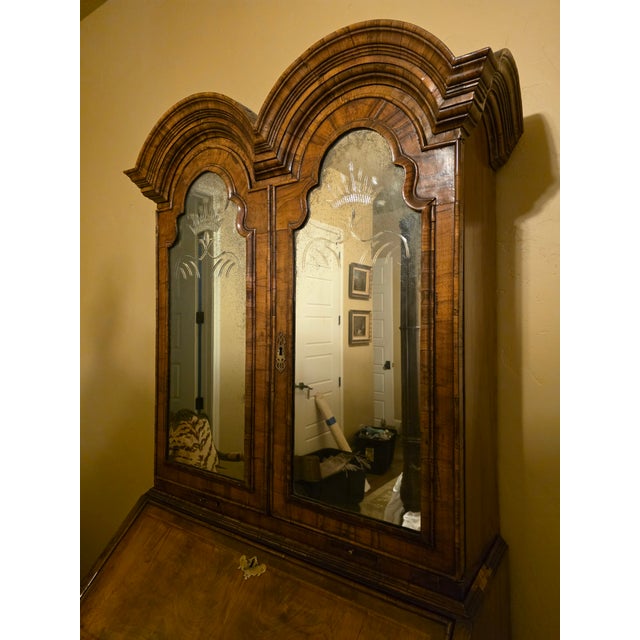 Queen Anne Double Domed Burr Walnut Bureau Bookcase Secretary For Sale - Image 10 of 17