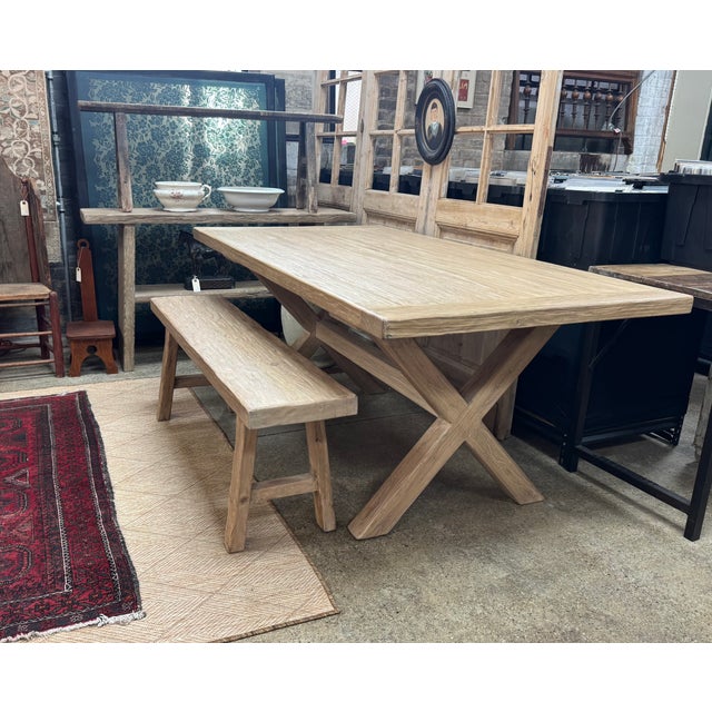 Reclaimed Elm Wood Rectangular Dining Table by Adoorne For Sale - Image 4 of 7