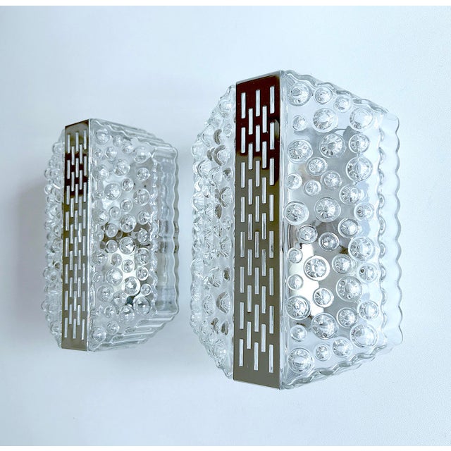 Vintage Bubble Glass and Chrome Sconces, 1970s, Set of 2 For Sale - Image 4 of 18