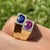 2010s GIA certified Blue and Pink Sapphire Mens Ring in 18k Yellow Gold, Size 8.5 For Sale - Image 5 of 7