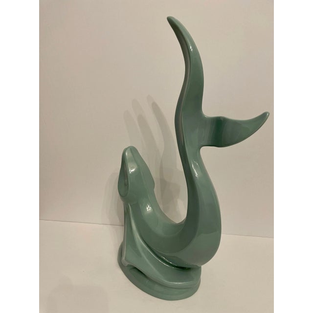 Vintage Haeger Aqua Green Ceramic Flying Fish Statue For Sale - Image 12 of 13
