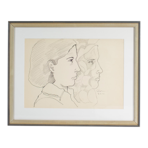 1970 Ink and Pencil Drawing of a Woman by Harry Hilson