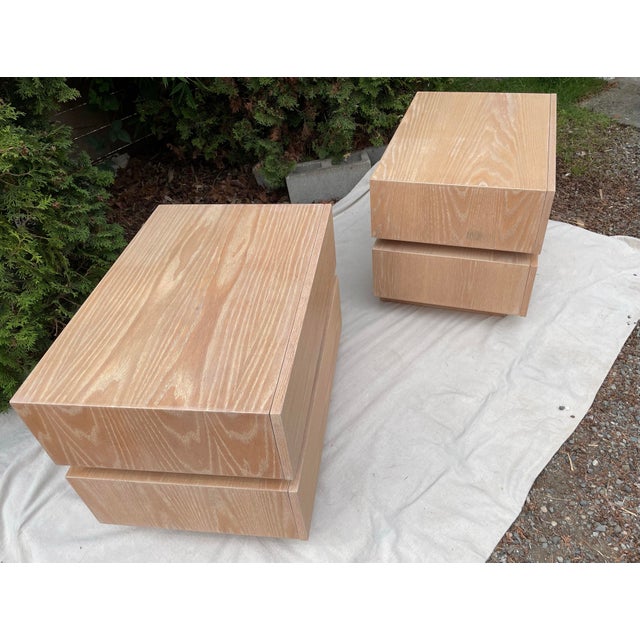 Vintage Modern Stacked Box Lawson Fenning Nightstands in White Oak - Pair For Sale - Image 4 of 9