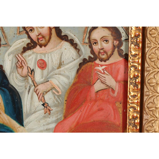 Conception Avila, the Holy Trinity, Oil on Tin, 19th Century For Sale In San Antonio - Image 6 of 13