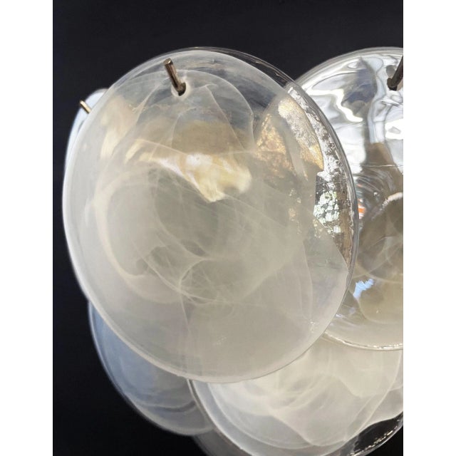 Pair of Glass Wall Sconces 10 Alabaster White Disks For Sale - Image 9 of 11