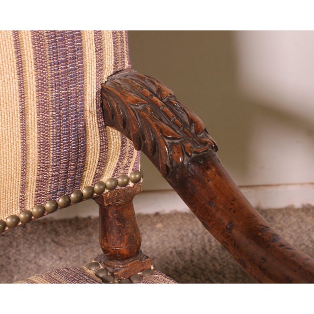 17th Century Louis XIII Walnut Armchairs, Set of 2 For Sale - Image 6 of 14