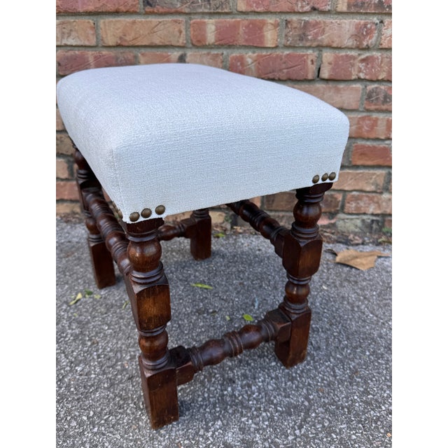 Mid 19th Century Newly Upholstered English Stool For Sale - Image 5 of 5