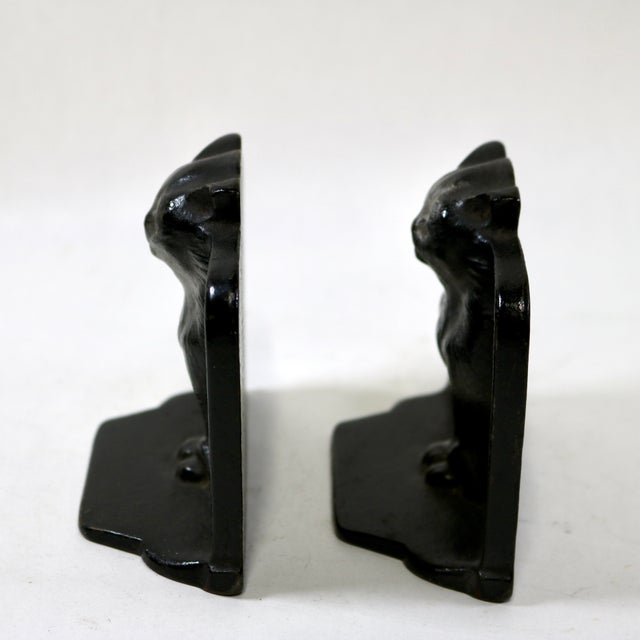 Mid 20th Century Gothic Medieval Cat Cast Iron Bookends-a Pair For Sale In Cincinnati - Image 6 of 12