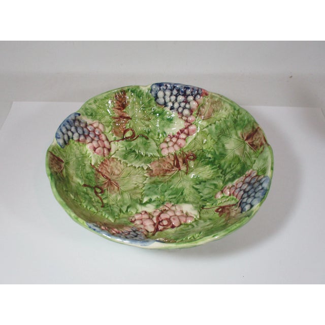 Asparagus 1990s Large Grape and Leaf High Relief Bowl For Sale - Image 8 of 8