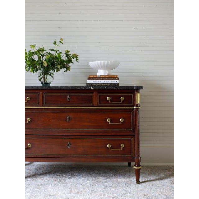 French 19th Century French Louis XVI Commode With Black Marble Top For Sale - Image 3 of 14