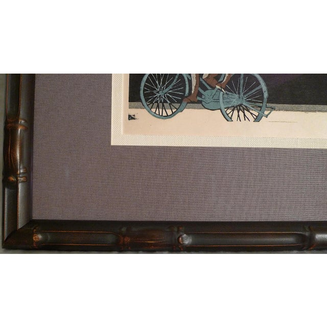 Brown 1970s Color Woodblock Framed Prints by Mitsuhiro Unno - a Pair For Sale - Image 8 of 11