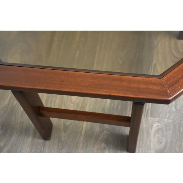 Wood Mahogany & Glass Mid-Century Modern Coffee Table For Sale - Image 7 of 8
