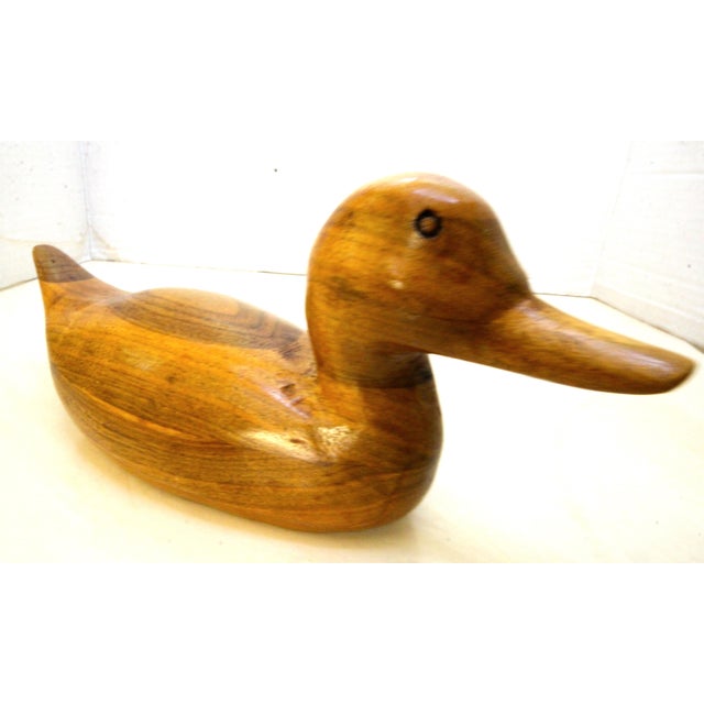 An exceptional hand-carved, late-20th-century California “Ring Bill” decoy, it's an authentic folk art drake duck sculpted...