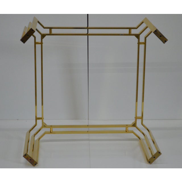 Metal Mid-Century Modern Italian Lacquered Thin Line Brass Square Spacer Coffee Table For Sale - Image 7 of 12