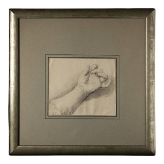 17th Century French School Drawing of a Hand in a Silver Gilt Frame For Sale