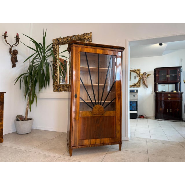 Biedermeier Display Cabinet in Walnut For Sale - Image 14 of 17