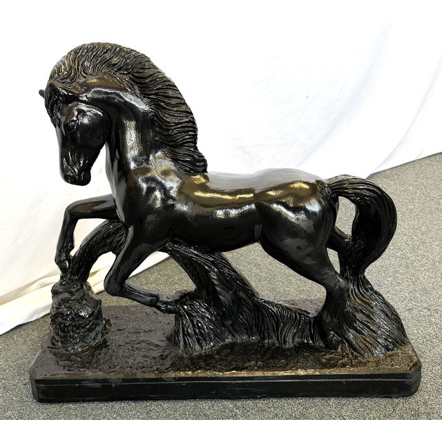 Mid-Century Modern Mid Century Ceramic Rearing Black Stallion Figure Signed 'R R' Possibly Italian Sculptor Renato Rumonato For Sale - Image 3 of 16