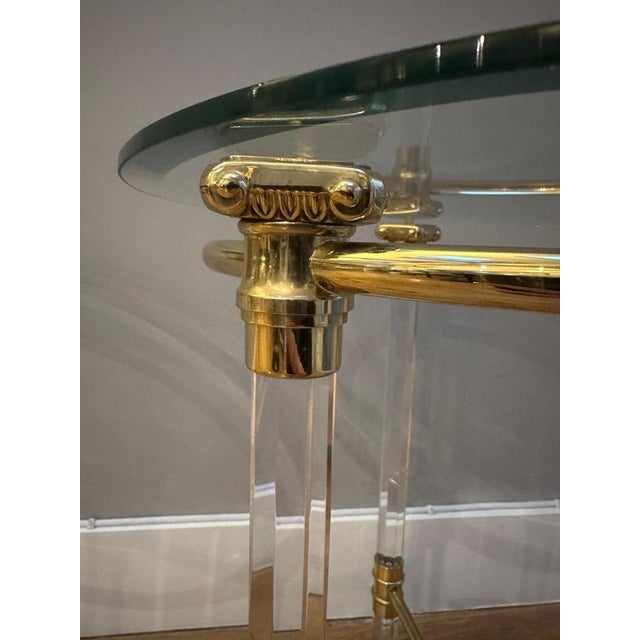 Gold Italian Acrylic Glass and Lacquered Brass Side Tables, 1970, Set of 2 For Sale - Image 8 of 17