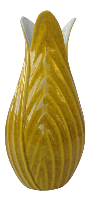 Vintage C.1960's Royal Haeger Tall Yellow Tulip Chevron Motif Vase
