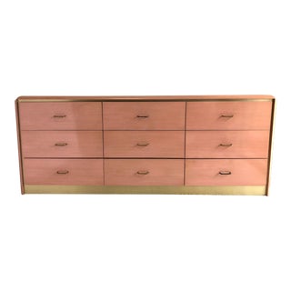 1980's Postmodern Pink Dresser With Brass For Sale