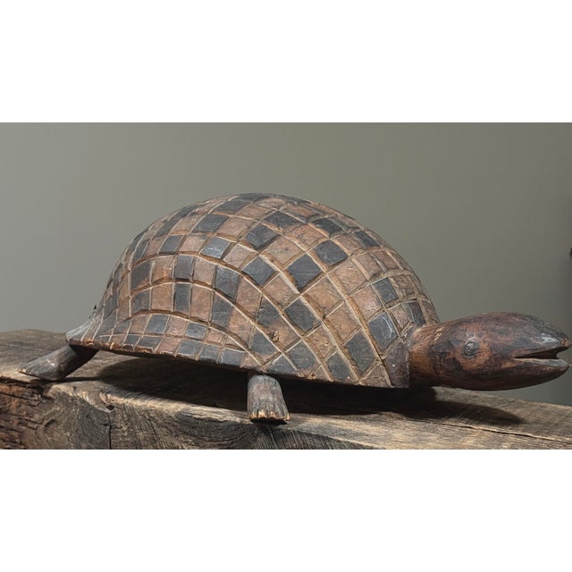 1930s Antique Hand Carved Folk Art Turtle Sculpture For Sale - Image 5 of 12