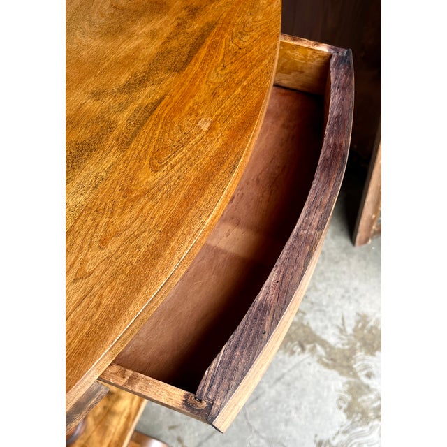 Early 1900s Oval Double Pedestal Library Table For Sale - Image 4 of 12