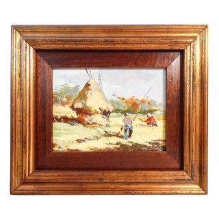 Contadini, Peasants, Oil on Panel, Framed For Sale