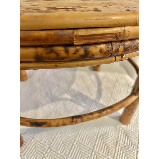 Mid 20th Century Vintage Split Scorched Bamboo Rattan Riser or Footstool For Sale - Image 5 of 8