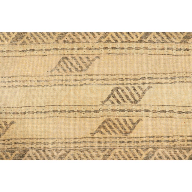 Modern Rug and Kilim’s Distressed Style Rug in Beige-Brown With Geometric Patterns For Sale - Image 3 of 7