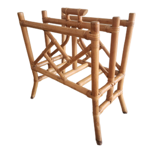Vintage Rattan Chinese Chippendale Magazine Rack