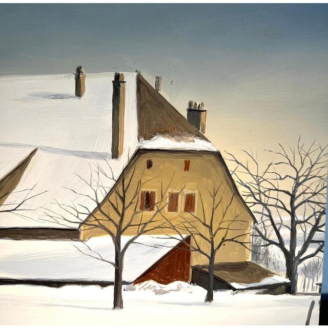 Claude Sauthier, Savoie in Winter, Oil on Wood, 1970s For Sale - Image 4 of 9