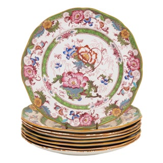 Set of Eight Royal Cauldon for Stern Bros. "Bentick" Ceramic Plates For Sale