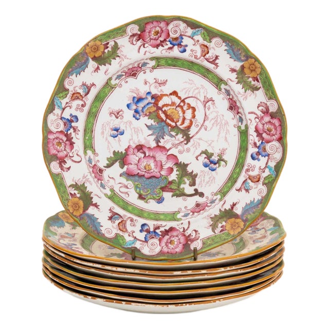 Set of Eight Royal Cauldon for Stern Bros. "Bentick" Ceramic Plates For Sale