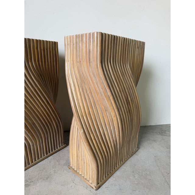 Vintage McGuire Style Sculptural Organic Twisted Rattan Pedestals / Dining Table Bases – A Pair For Sale In Miami - Image 6 of 12
