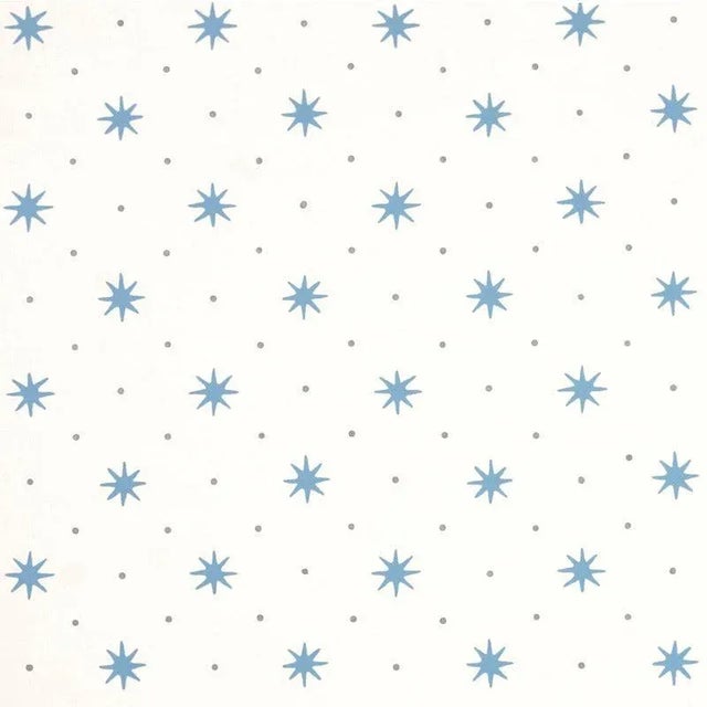 Sister Parish Serendipity Wallpaper in Blue Silver For Sale