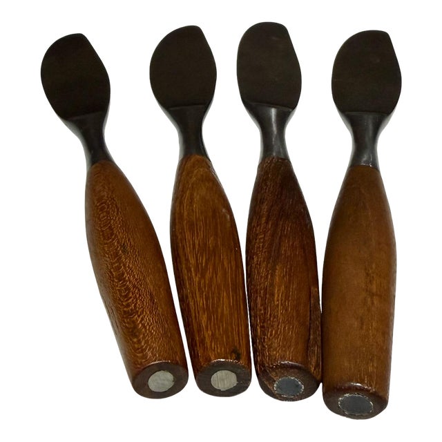 Set (4) Mid-Century Modern Teak Steak Knives Dansk Fjord Jens Quistgaard Ihq For Sale