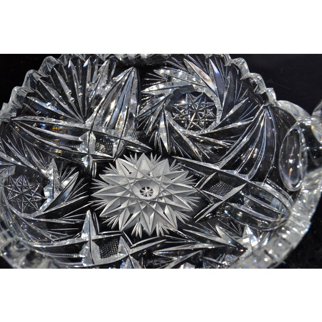 American Early 20th Century American Brilliant Period Cut Glass Bowl Handle Sawtooth 50% Lead For Sale - Image 3 of 16