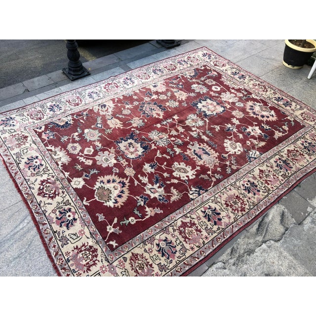 1960s Vintage Turkish Oushak Rug-7′4″ × 9′6″ For Sale - Image 6 of 11