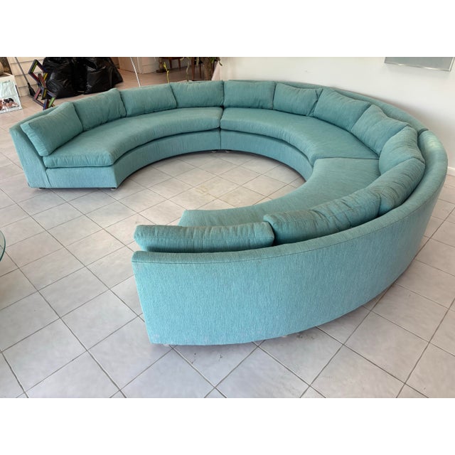 Attributed to Milo Baughman for Thayer Coggin Large 3 piece circular sofa. Just professionally cleaned and ready to go!...