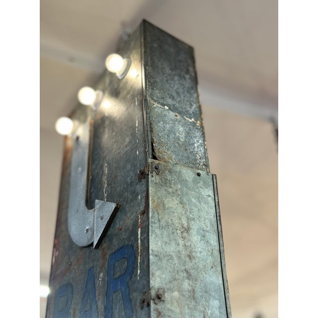 1950s Galvanized Steel Fragment From Retro Neon Sign For Sale - Image 5 of 9