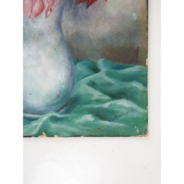 Vintage circa 1930's oil on canvas board still life with pink and red Gladiolas by Viola Blackman Wrigley (b. 1892) New...