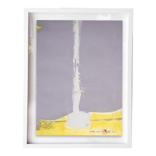 "Static 413" Contemporary Abstract Yellow Parchment Framed Painting For Sale