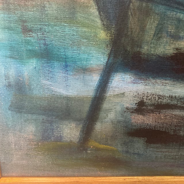 Original c.1955-1960 Mid-Century Figurative Abstract Expressionist Framed Oil Painting For Sale - Image 6 of 12