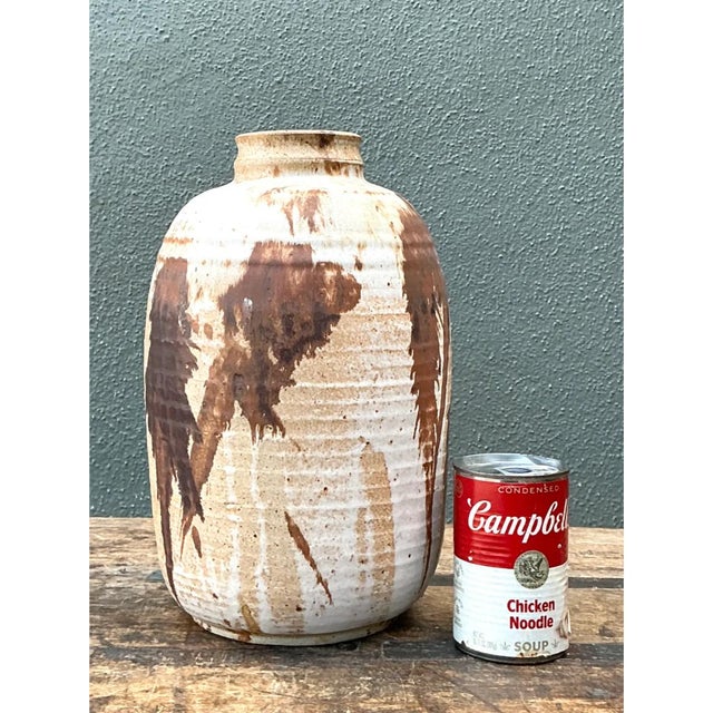 Ceramic Vintage Abstract Stoneware Vase For Sale - Image 7 of 12
