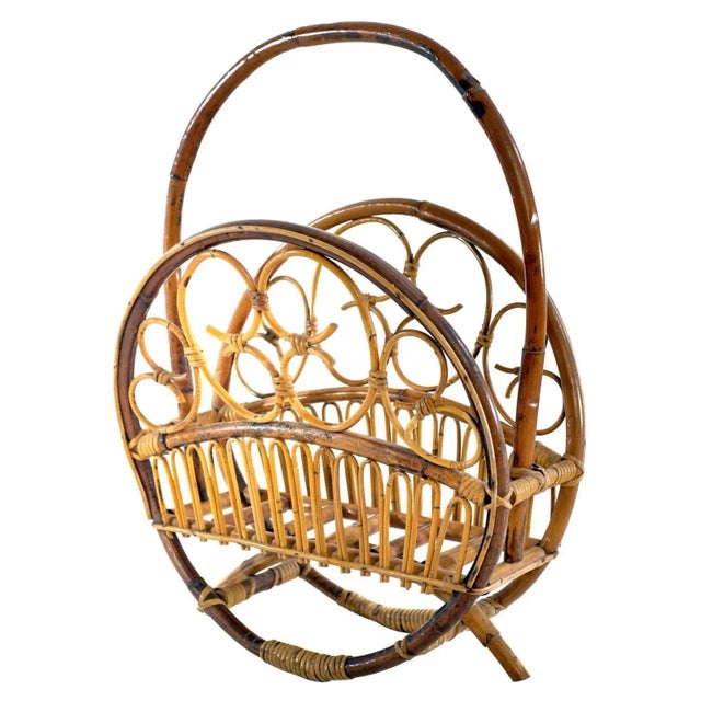 Gold Vintage Italian Boho Style Magazine Rack For Sale - Image 8 of 8