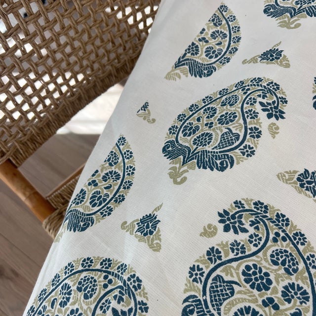 Designer Casa Branca Udaipur Paisley Linen Fabric - By the Yard For Sale - Image 4 of 6