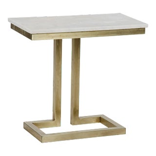 NOIR Alonzo Side Table in Antique Brass, Metal and Quartz For Sale