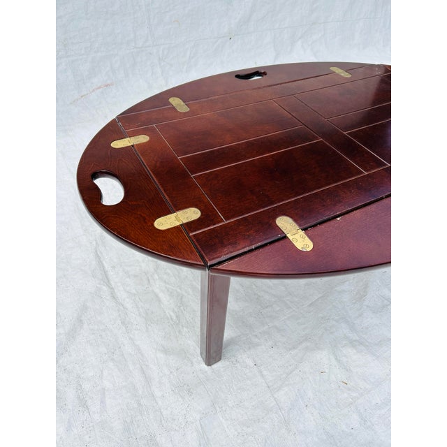 English 90's the Bombay Company Chippendale Mahogany Butler Coffee Table/Tray For Sale - Image 3 of 8