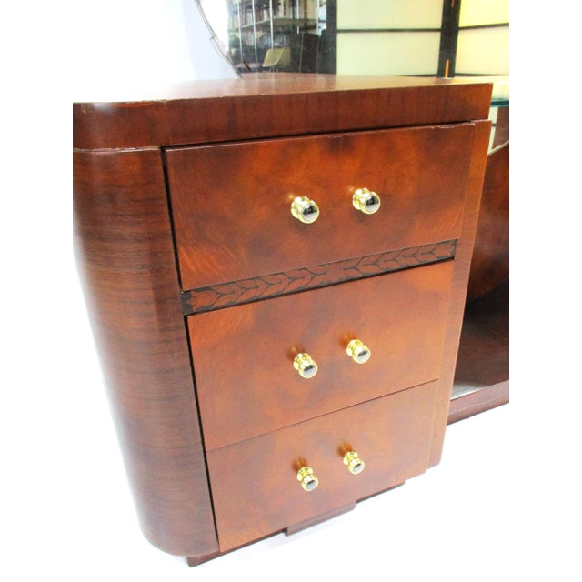 Early 20th Century Art Deco Mahogany Vanity With Stool in the Style of Desky For Sale - Image 5 of 14