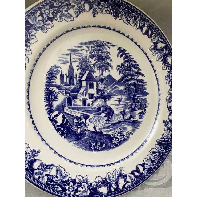 Late 20th Century Vintage Cipa Porcellane Italy Blue & White Landscape Countryside Salad/Dessert Plate For Sale - Image 5 of 8